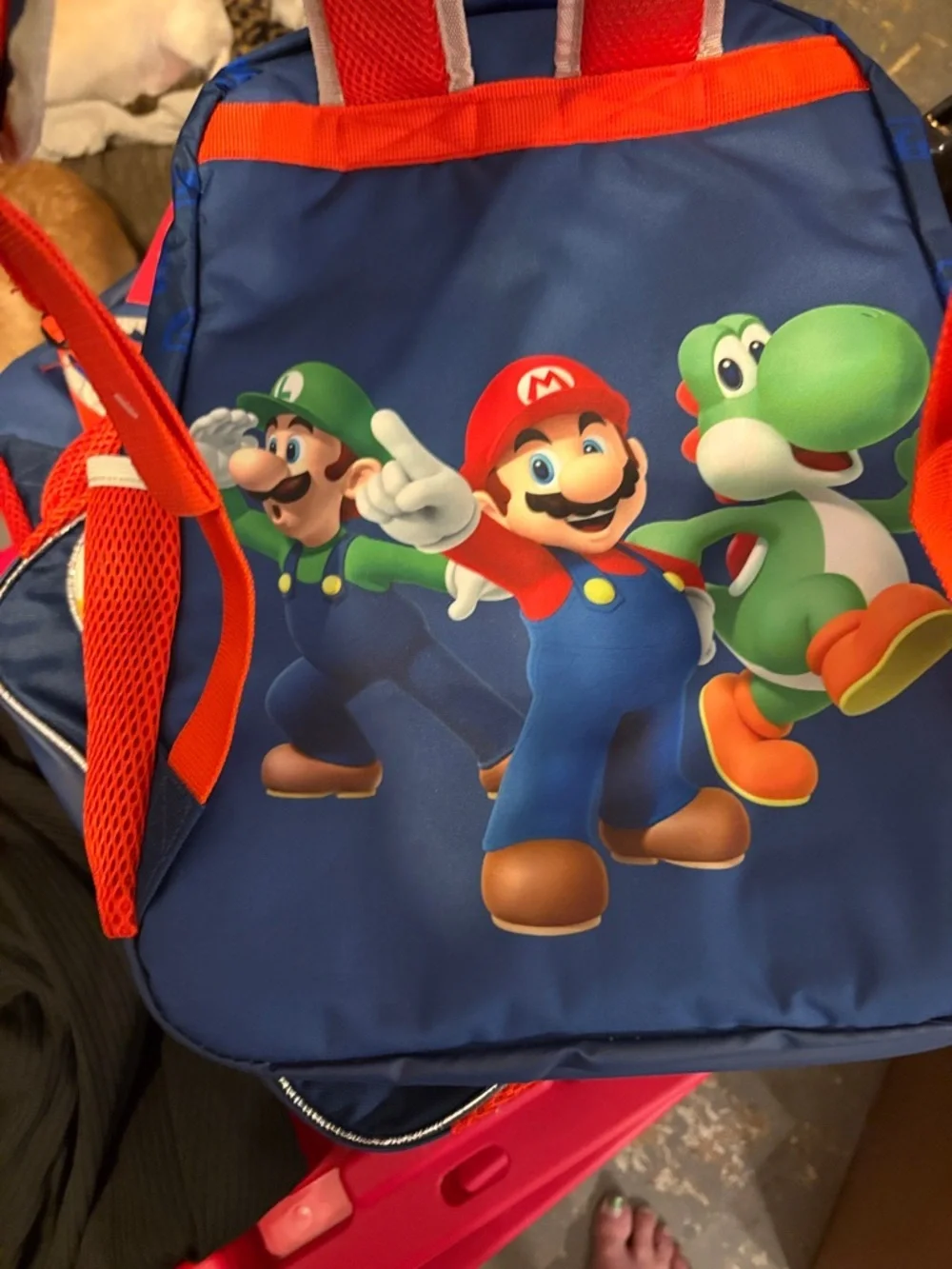 Nintendo Super Mario Backpack in Navy Blue with Red & Green Accents